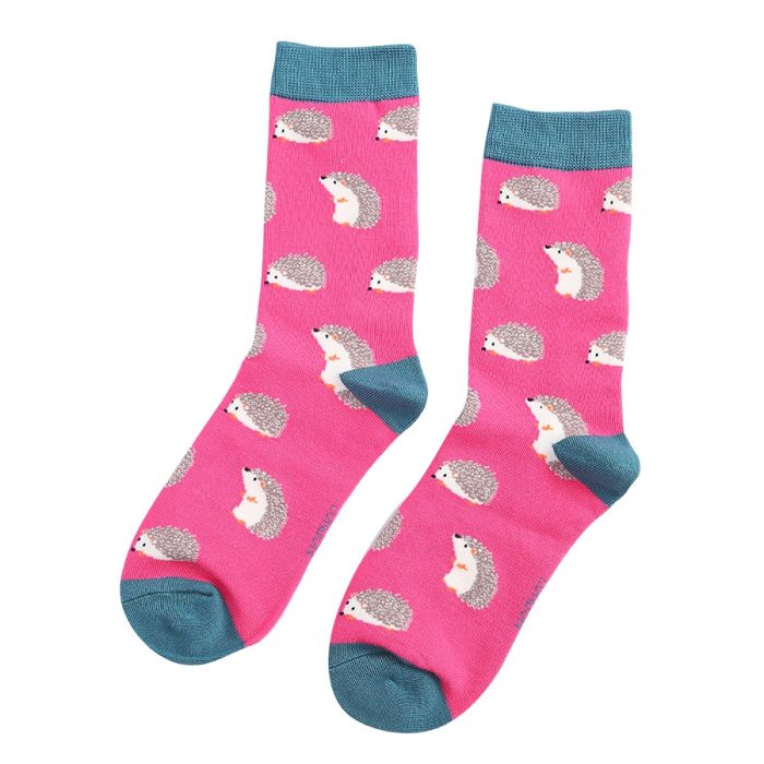 Hedgehog ladies socks bright pink