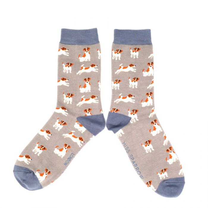 Jack Russell ladies socks grey