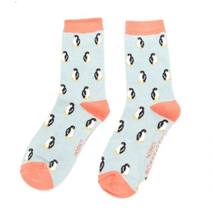 Penguins ladies socks pale blue