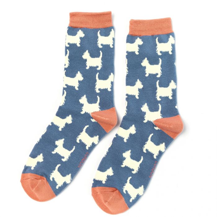 Scottie dogs ladies socks blue