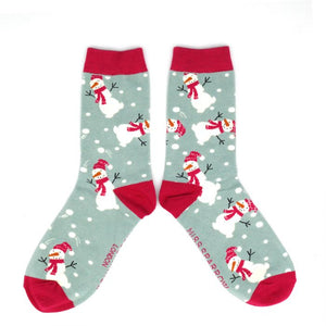 Snowman ladies socks pale blue