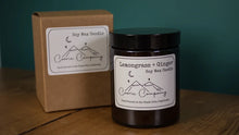 Load image into Gallery viewer, Lemongrass &amp; Ginger amber jar soy wax candle by The Coorie Company
