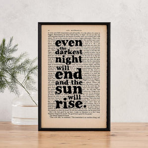 Even the Darkest Night Will End - book page print