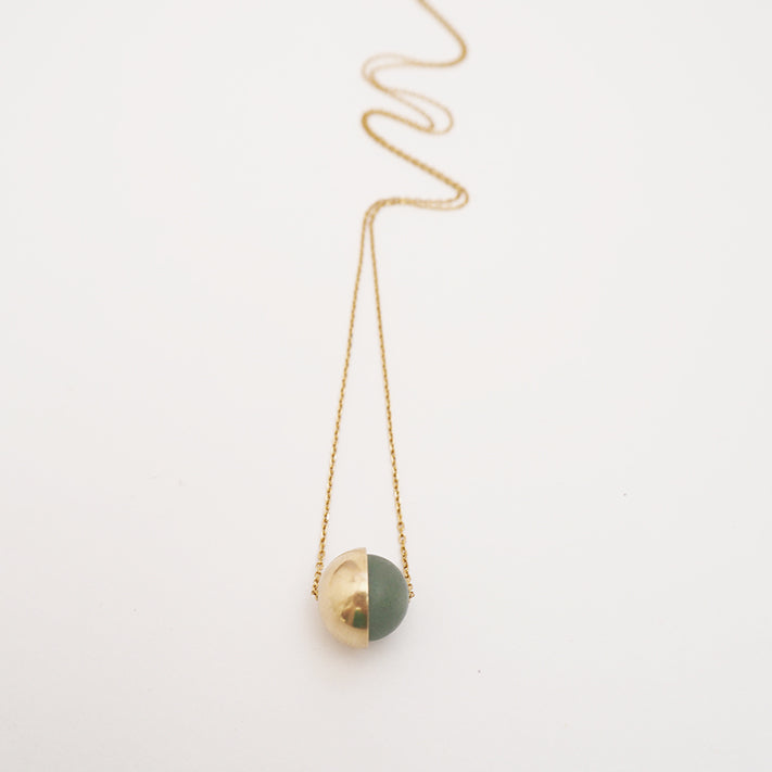 Brass Cup and Aventurine Bead necklace