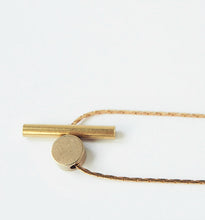 Load image into Gallery viewer, Brass Cylinder and Disc necklace
