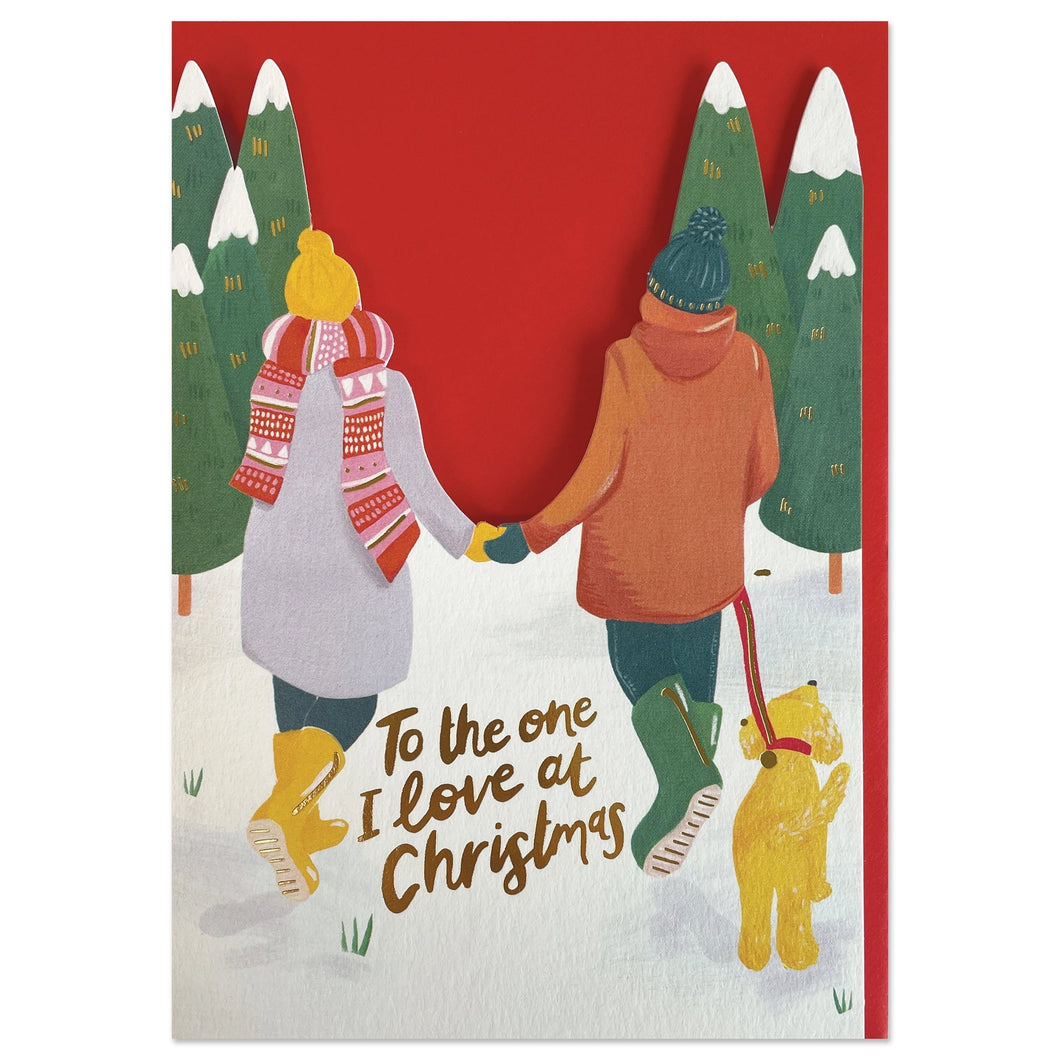 'To the one I love at Christmas' snowy walk Christmas card
