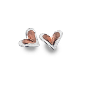 Silver and Rose Gold Heart Studs