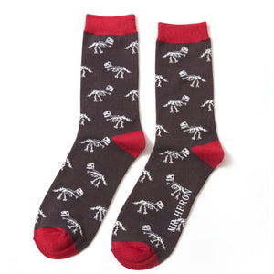Mr Heron Dinosaur mens socks grey