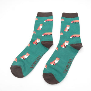Mr Heron foxes mens socks green
