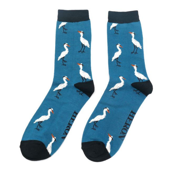 Mr Heron mens socks herons blue