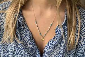 Avalon Turquoise & Gold Starfish Charm Necklace