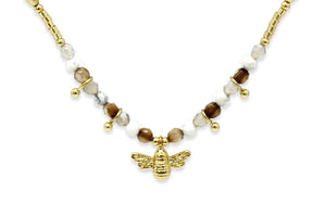 Bumble Bee Gemstone Beaded Necklace