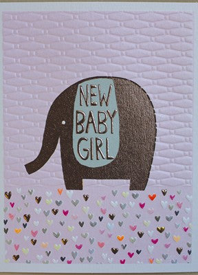 New Baby Girl - pink elephant