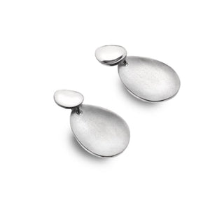 Silver Curved Pebble Studs