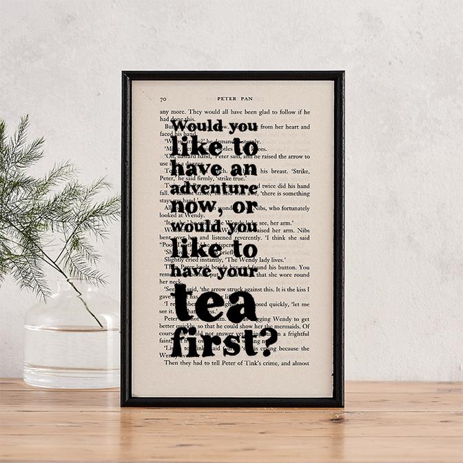 Tea or Adventure First - book page print