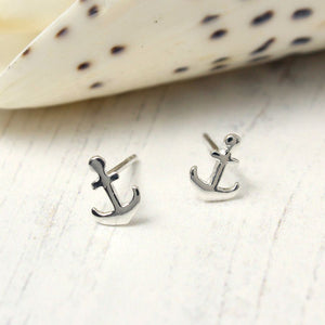 Silver Anchor stud earrings