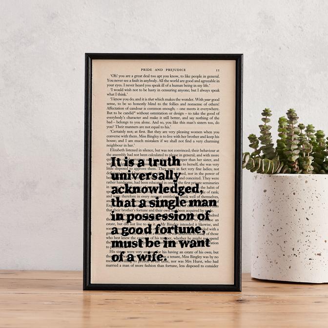 A Truth Universally Acknowledged - book page print