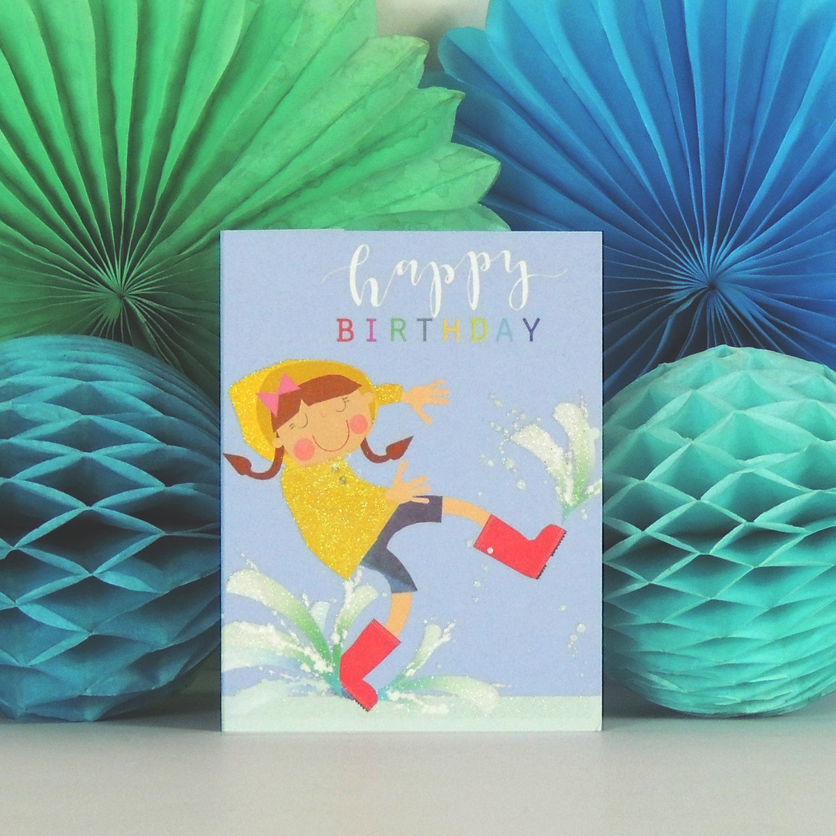 Puddle splashing mini card – Pippin Gifts Ltd