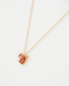 Enamel Red Squirrel short gold necklace