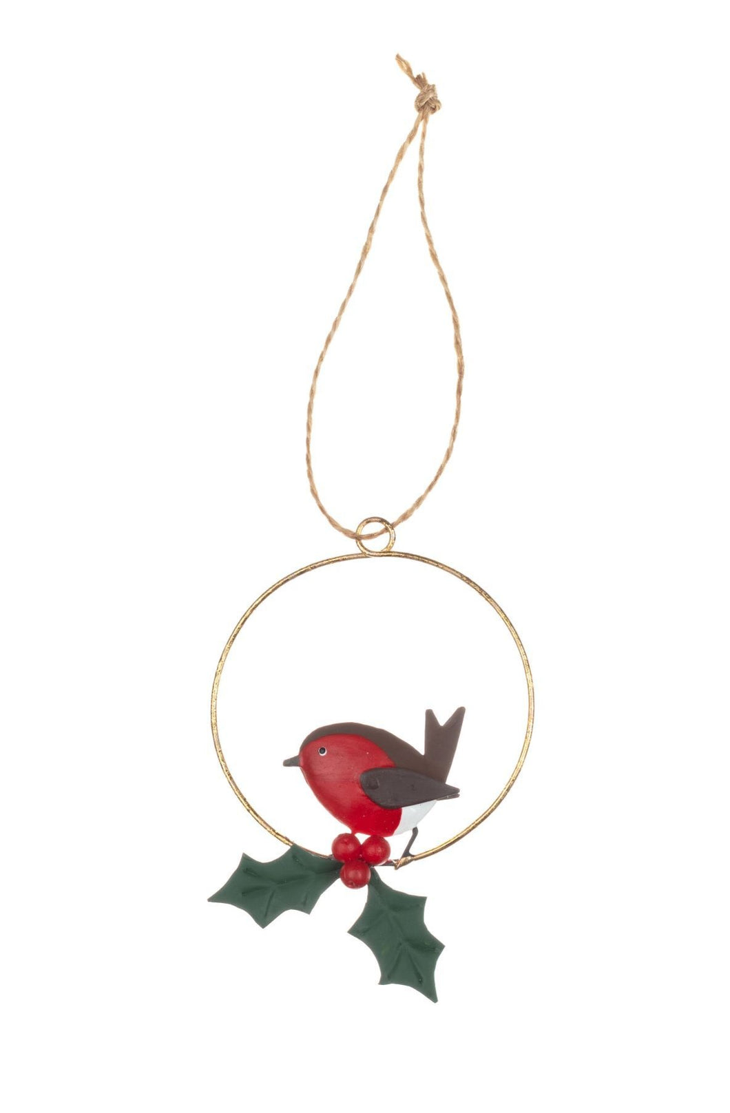Robin and Holly Ring Christmas Decoration