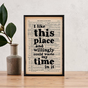 I Like This Place - book page print