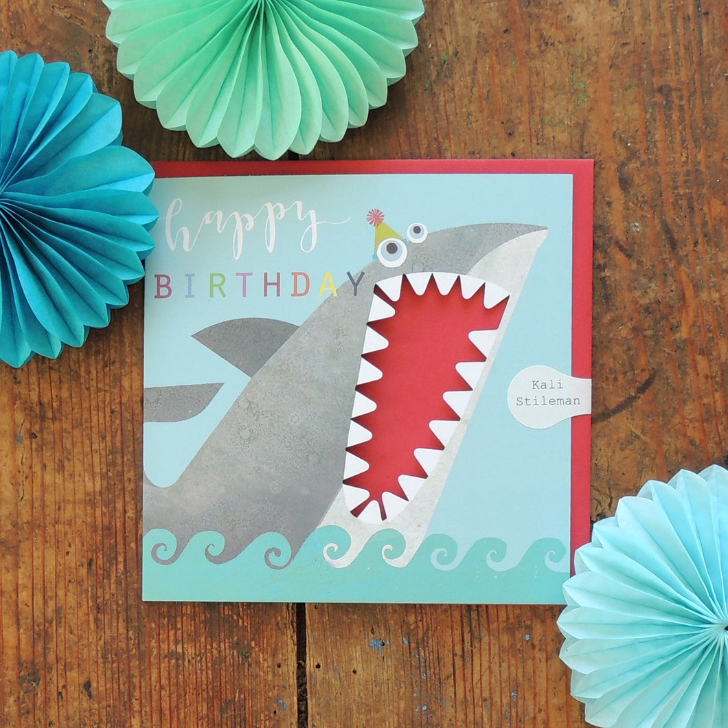 Shark mouthie birthday card