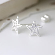 Load image into Gallery viewer, Silver Dotted Starfish Stud Earrings

