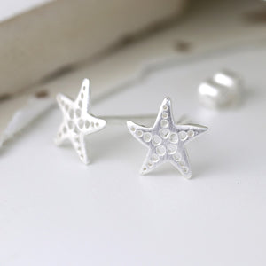 Silver Dotted Starfish Stud Earrings
