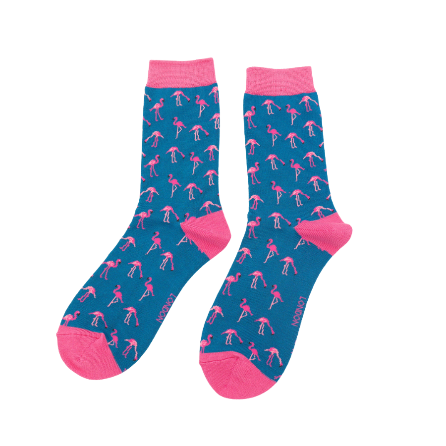 Wild Flamingo ladies socks blue