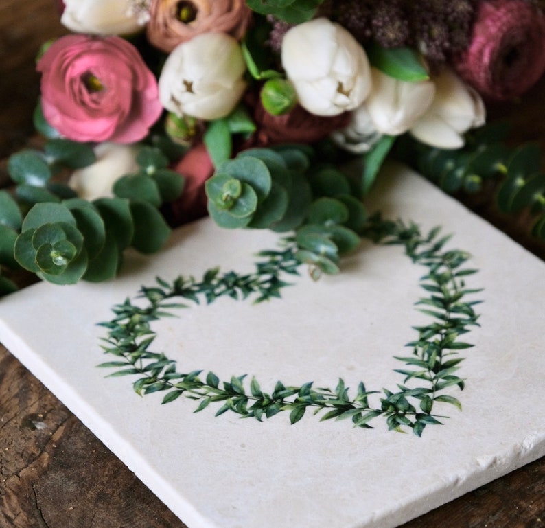 Spring Heart natural marble stone coaster