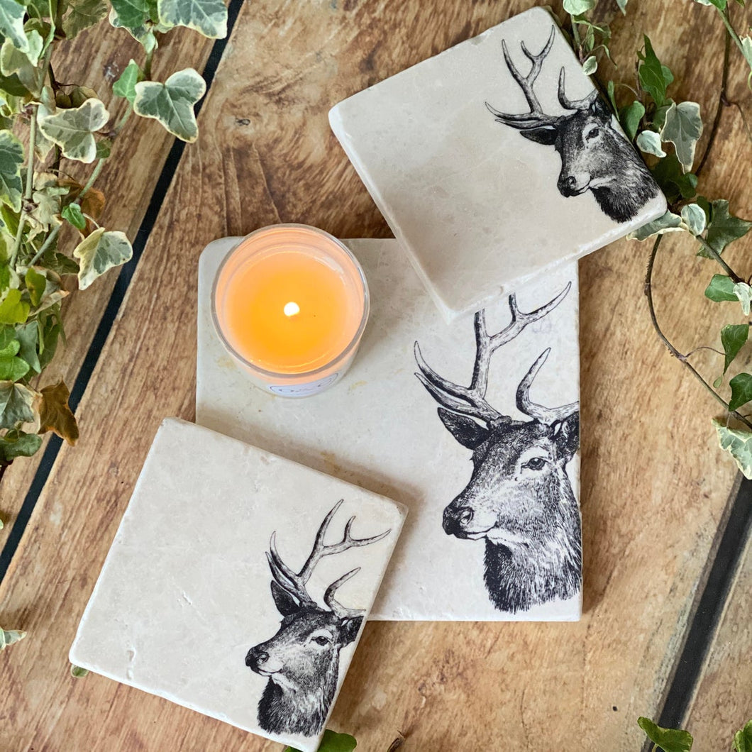 Stag natural marble stone platter