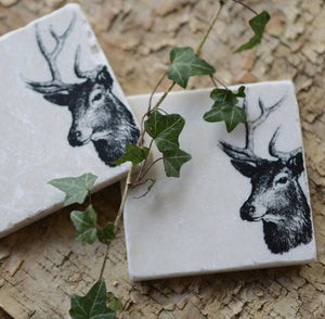 Stag natural marble stone coaster