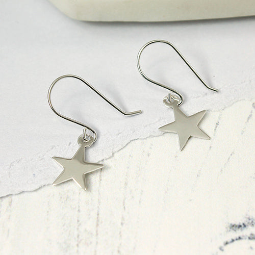 Sterling silver star drop earrings