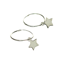 Load image into Gallery viewer, Sterling silver star hoop earrings
