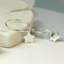 Load image into Gallery viewer, Sterling silver star hoop earrings
