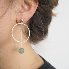 Load image into Gallery viewer, Large Ring and Aventurine Pendulum Earrings
