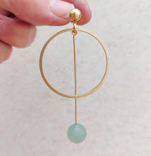 Load image into Gallery viewer, Large Ring and Aventurine Pendulum Earrings
