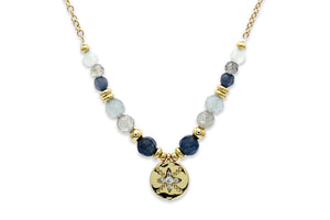 Tala Charm Denim Gemstone Beaded Necklace