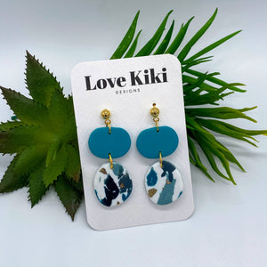 Teal & Terrazo Clay Drop Earrings