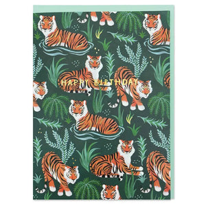 'Happy Birthday' - Tiger pattern card