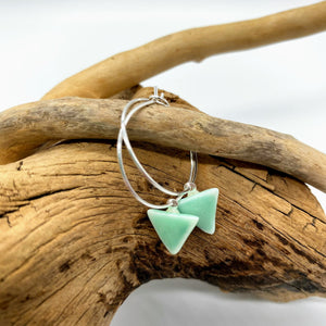 Triangle hoop earrings mint green
