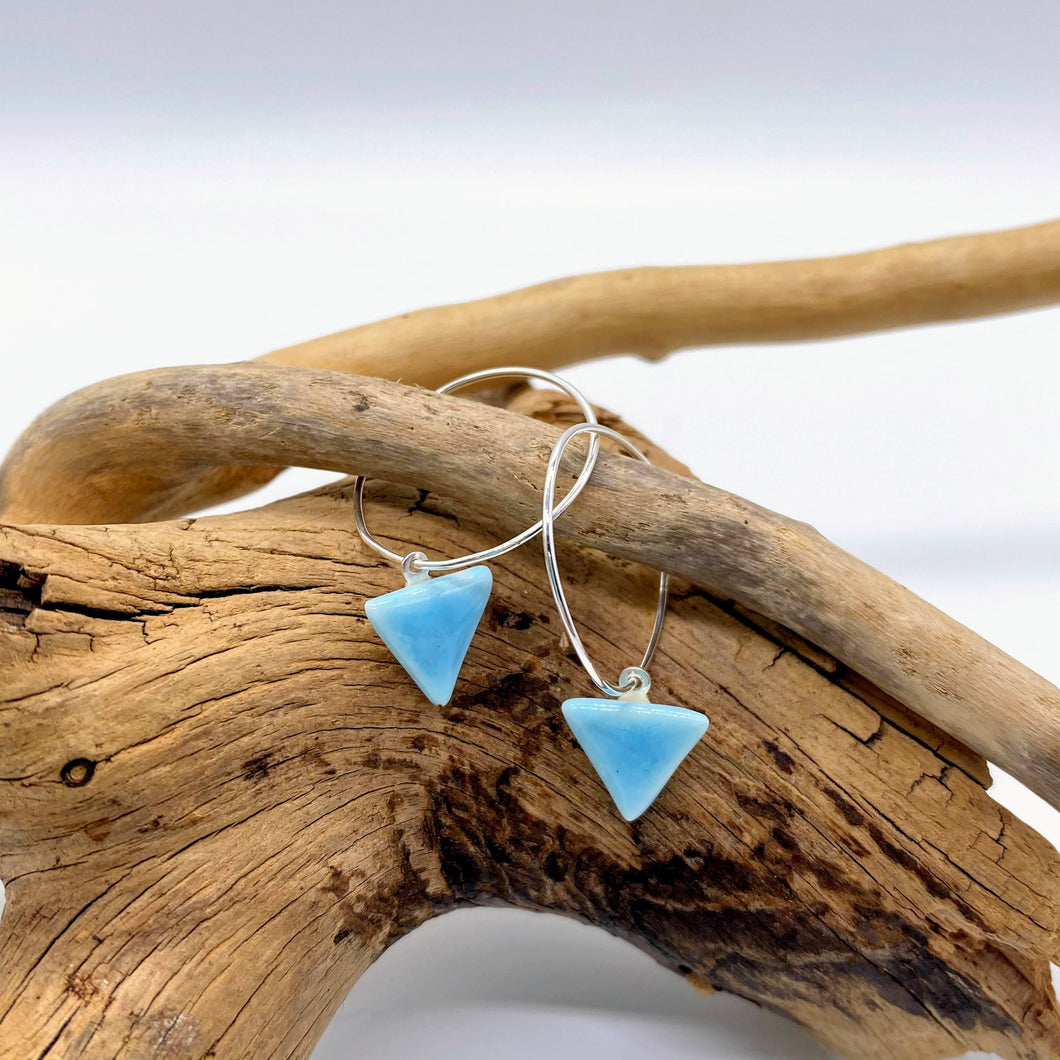 Triangle hoop earrings sky blue