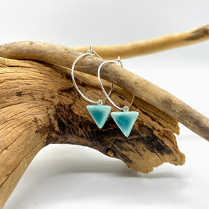 Triangle hoop earrings turquoise