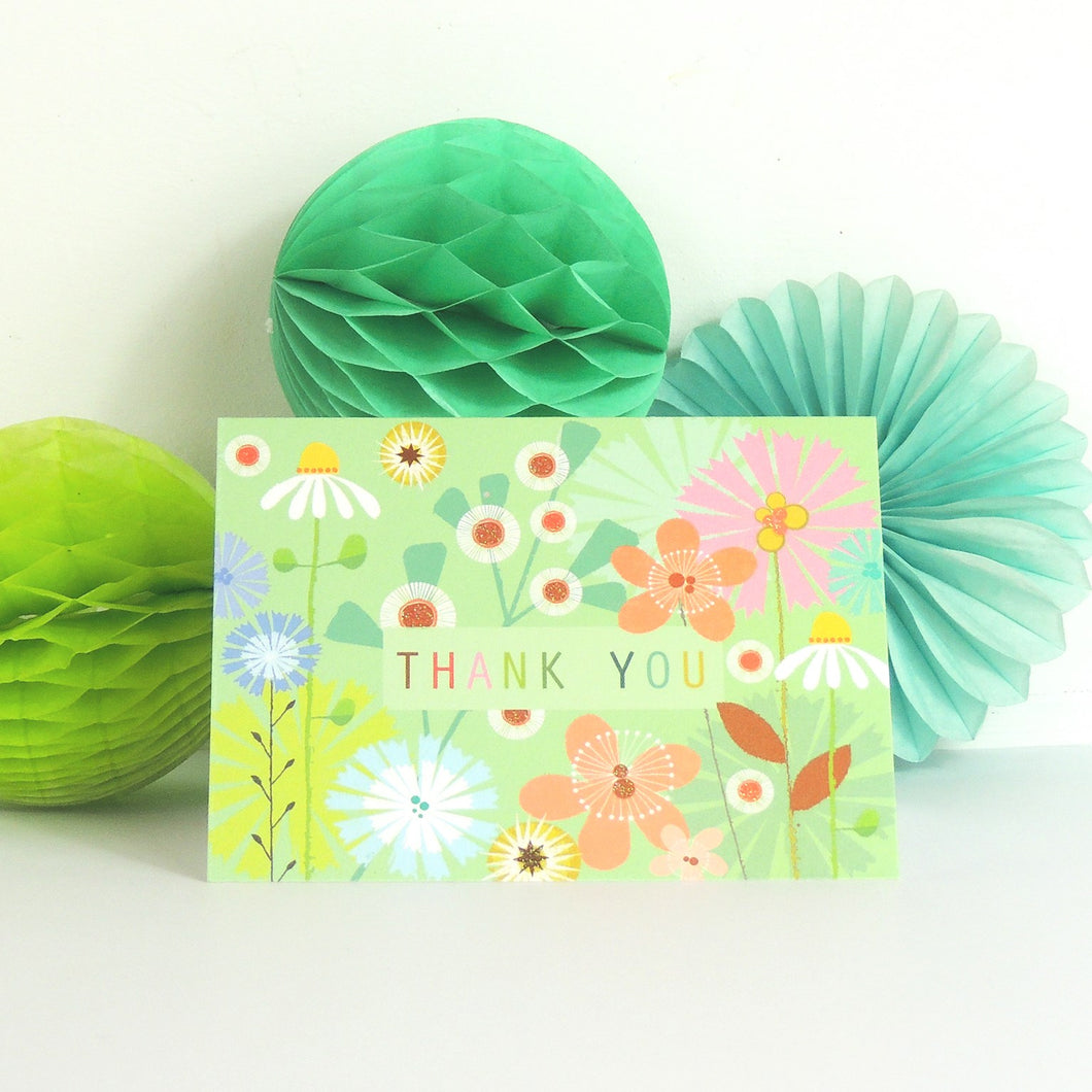 Flowery thank you mini card