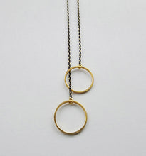 Load image into Gallery viewer, Two Brass Hoops Lariat Necklace
