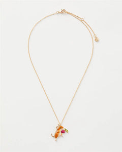 Enamel Vole short gold necklace