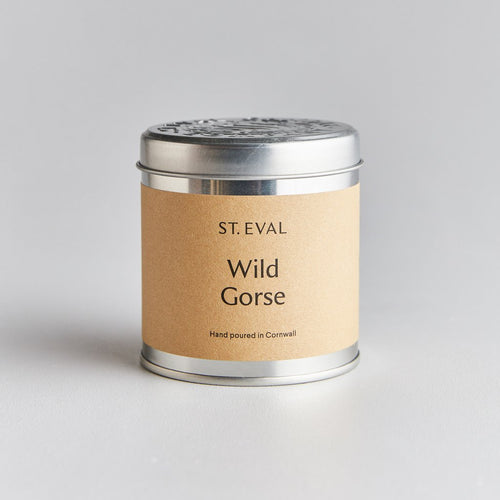 A wild gorse St Eval tinned candle from Edinburgh gift shop, Pippin.