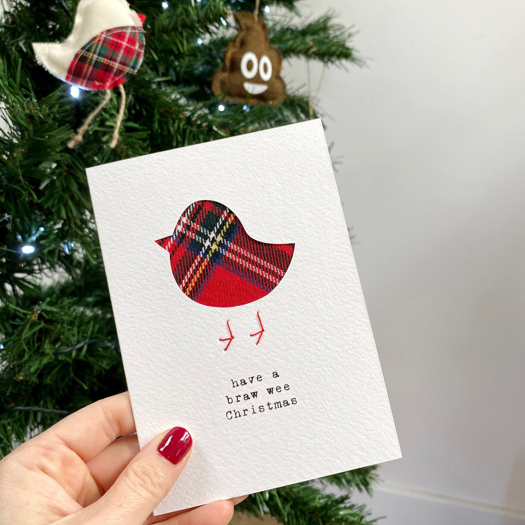 Robin - Braw Wee Christmas - handmade tartan card